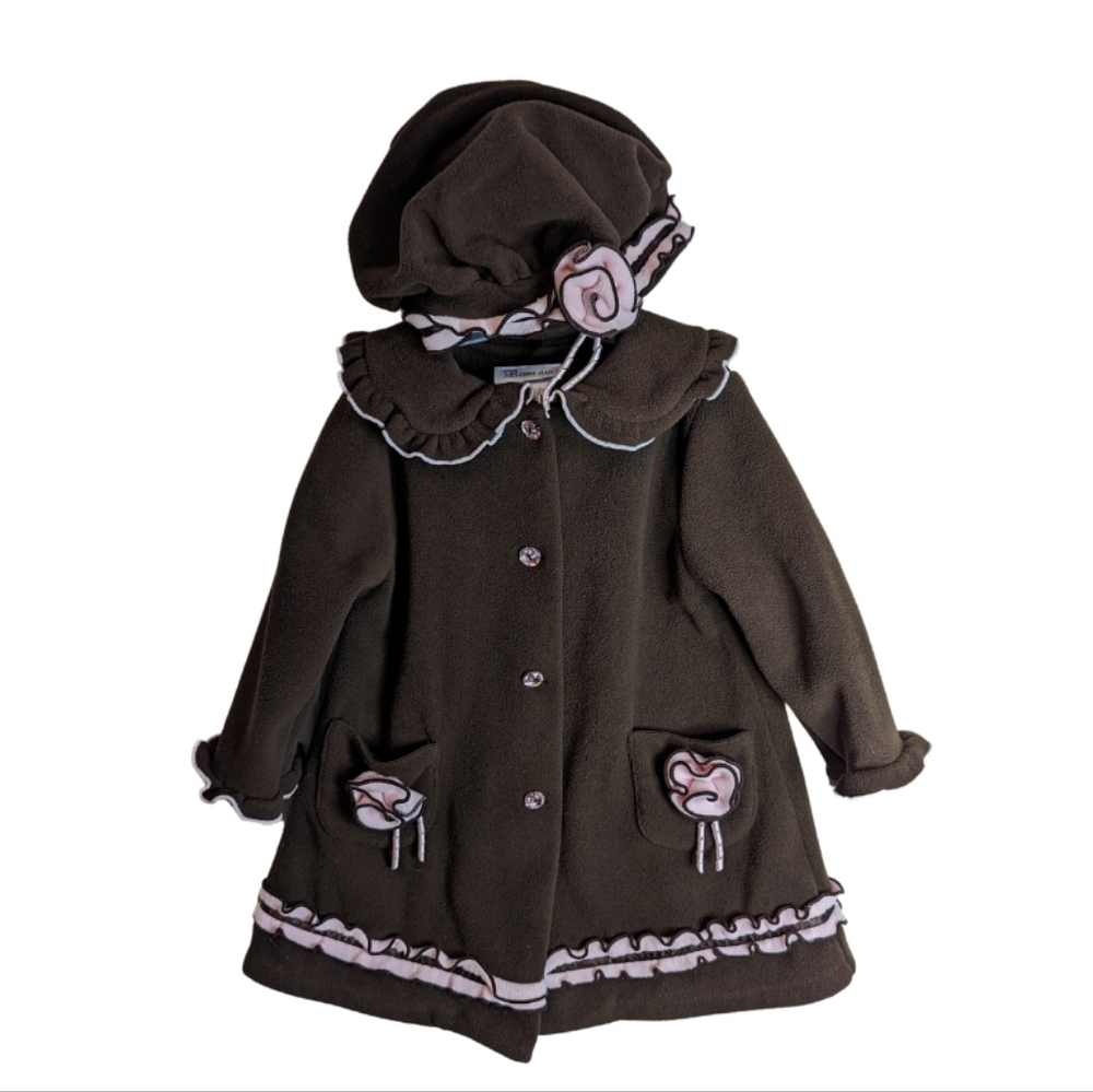 Bonnie Jean sz 2/2T vintage rose brown jacket & tam EUC